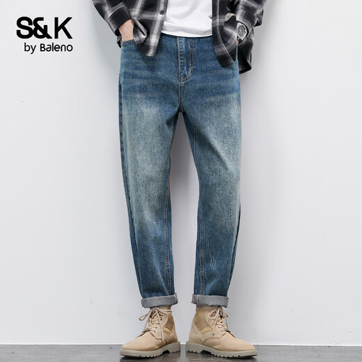 Baleno S&K series American trendy brand retro jeans autumn and winter new casual versatile slim men's trousers