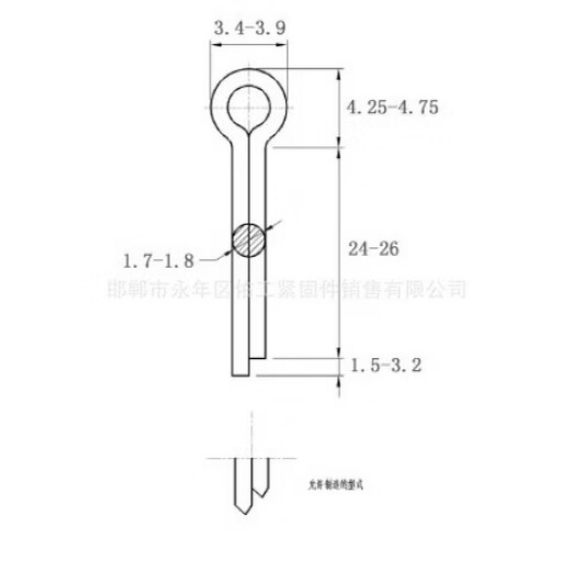 Ji Litian GB91 galvanized split pin hairpin pin latch pin U-shaped pin M1m1.5m2m3m4m5m6m8m10m12 M2*16