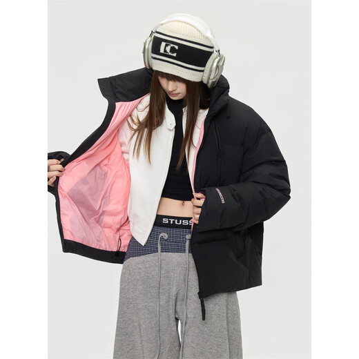 GROUND ZERO Autumn and Winter Couple Model 90 White Duck Down Stand Collar Thickened Warm Down Jacket Black S