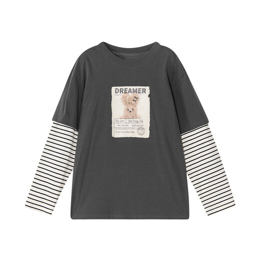 笛莎童装青少年T恤2026春秋大童女孩儿童洋气圆领长袖假两件T恤