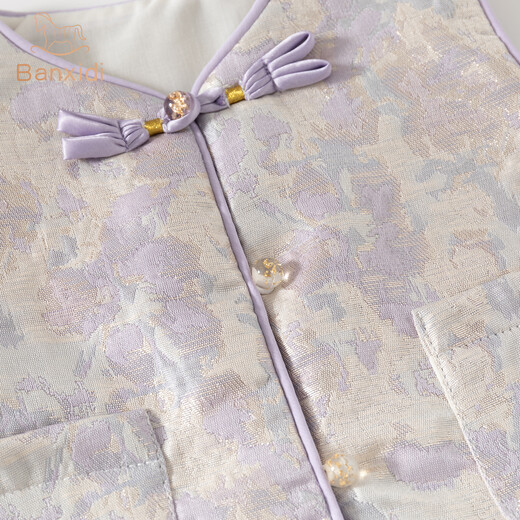 Banxidi girls dress spring 2026 new baby national style princess dress suit one-year-old dress children's mesh skirt purple 80