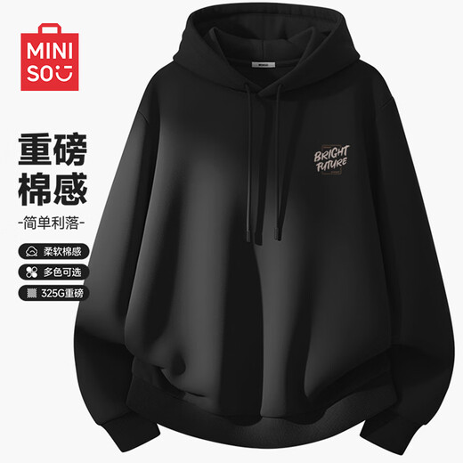 MINISO Spring Sweatshirt Men's Palm Green Youth Round Neck Loose Casual American Simple High-end Men's Large Size Long Sleeve Black (mt Future Imagination Chest Label) S/165 (Strict Quality Control)