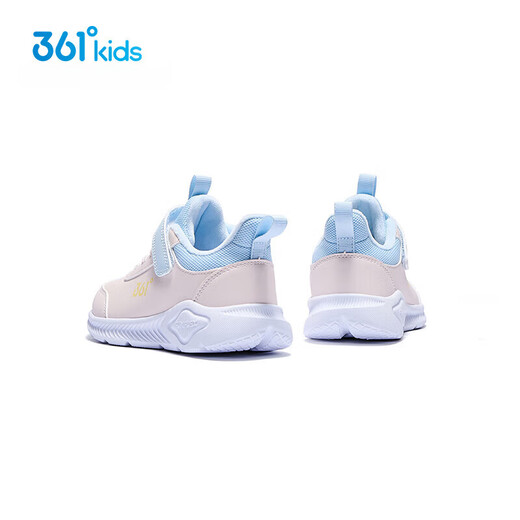 361 Children's Shoes Girls' Velvet Warm Cotton Shoes 2025 Winter New Children's Velcro Soft Sole Casual Running Sneakers Rose Water Pink/Water Clear Blue 28