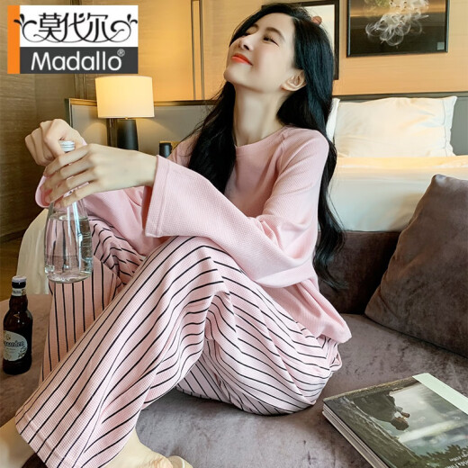 Pijama modal para mujeres en primavera y otoño algodón puro manga larga internet estilo de celebridades otoño 2024 nueva ropa a rayas para ropa exterior 9719 mujeres m