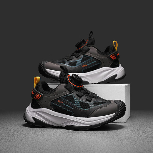 Guirenniao 2026 Spring New Children's Double Mesh Wear-Resistant Sports Casual Shoes for Boys and Girls Student Running Shoes Black (Double Mesh) Size 31 Inner Length 19.8/Foot Length 18.8