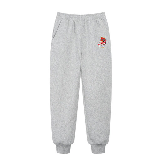Guirenniao children's clothing national fashion sports sweatshirt 2026 new children's Spring Festival sweatpants for boys and girls skin-friendly long pants light gray 175