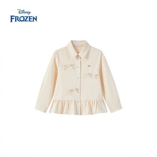 Disney children's clothing Elsa Princess girls long-sleeved shirt 2026 spring new style college style tops and jackets for middle-aged and older children beige 130 Recommended height 125-135cm, weight 50-60 Jin Jin equals 0.5 kg