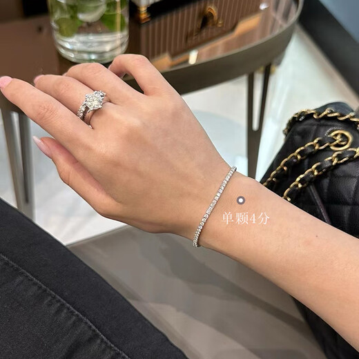 Shihua Jewelry picked up leaked white 18K gold four-claw full diamond bracelet for women, natural diamond one carat diamond bracelet, tennis bracelet bracelet, single 1 point 18K gold, total 95.3 points diamond 17CM