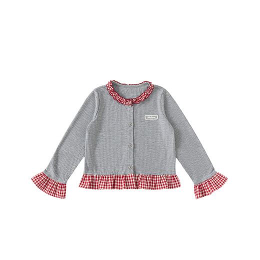 INSBOBO children's clothing girls' coats children's sweaters 2026 new style girls lace tops good-looking clothes spring gray 110
