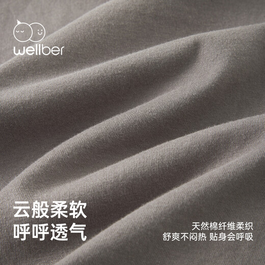 WELLBER children's T-shirt baby striped fake two-piece long-sleeved top for children and middle-aged children pure cotton versatile dark gray 110