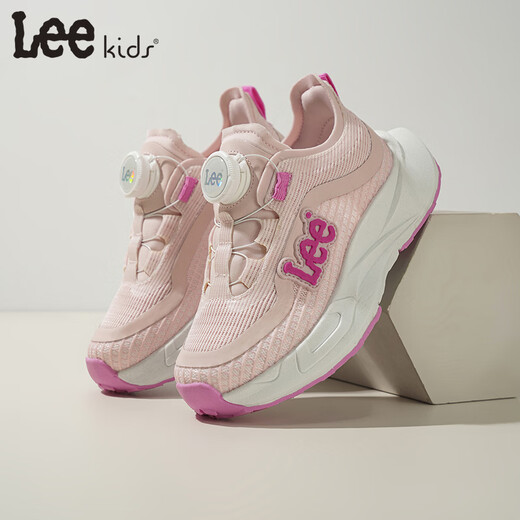 LEE KIDS children's shoes spring new children's running shoes boys fashion thick-soled sports dad shoes girls pink 32