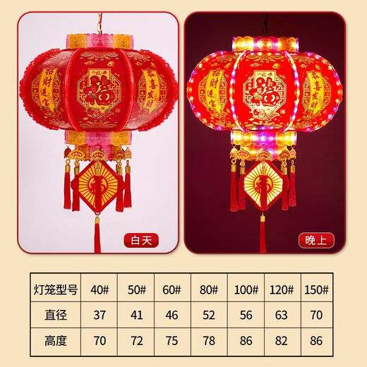 Xushansi 2025 New Year Colorful LED Rotating Revolving Lanterns Pair of Red Lanterns and Chandeliers for Balcony Gate Spring Festival Decoration Ordinary Classic Red 50# Diameter 41cm (Pair)