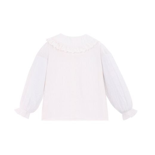 Royal Tong Yuan Girls Love Embroidered Shirt Doll Collar Spring and Autumn Style Long Sleeve Top White 105
