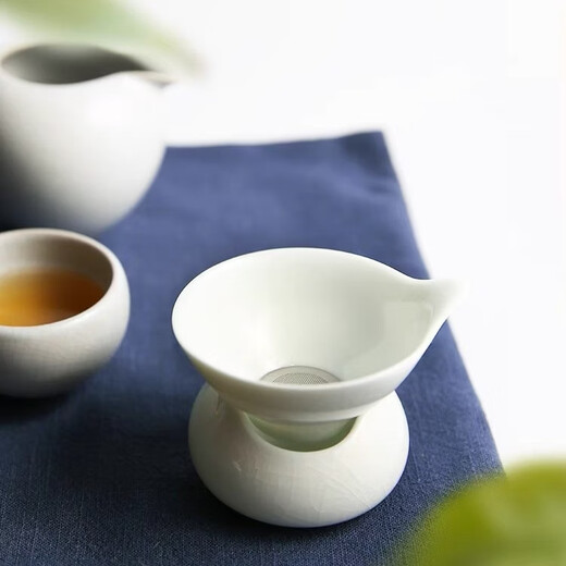 Lubao ceramic tea set tea filter set tea drain filter tea drain holder tea set tea mat accessories 304 stainless steel filter Ru kiln tea filter