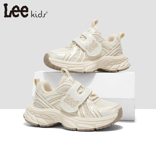 Lee Children's Shoes Spring New Children's Mesh Daddy Shoes Girls' Thick-soled Running Shoes for Boys and Girls Beige 26 Recommended Foot Length 157mm