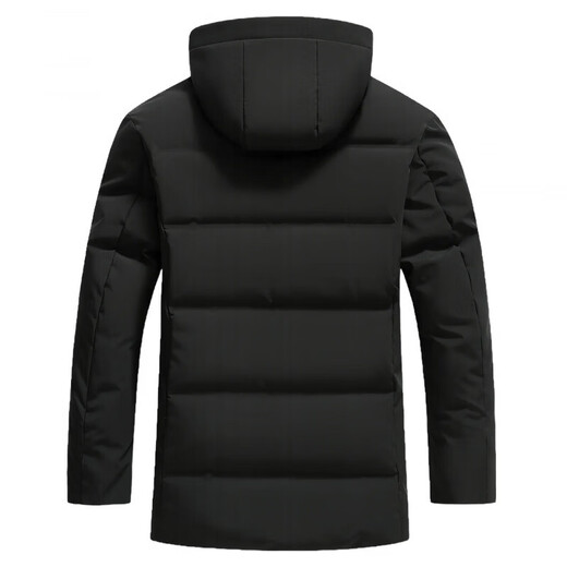 海澜之家（HLA）中年冬季加厚羽绒服爸爸装休闲上衣男士保暖外套中老年冬装 黑色 L 【体重90-110斤】