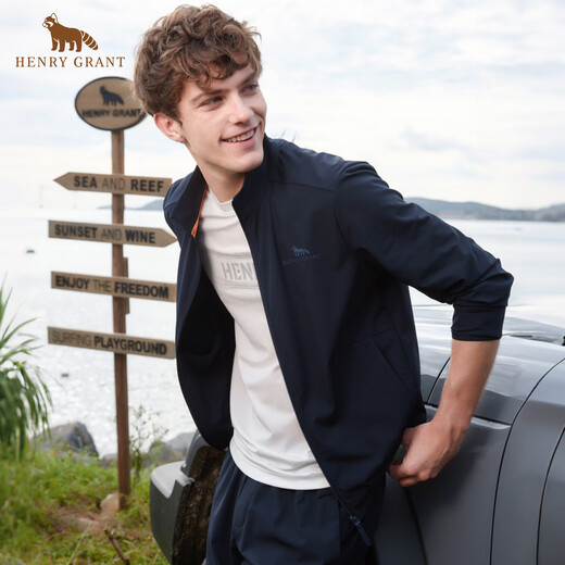 Henry Grant 2026 summer new men's stand collar jacket navy blue QEV251600U166 L 48