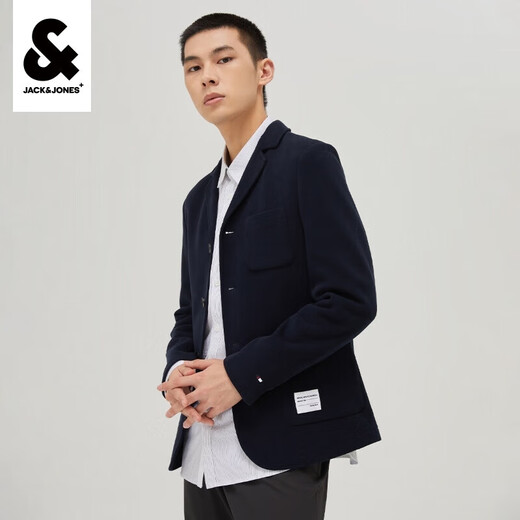 Jack Jones Autumn Men's Solid Color Versatile Texture High Street Fashion Casual Suit 222308007 Navy Blue M