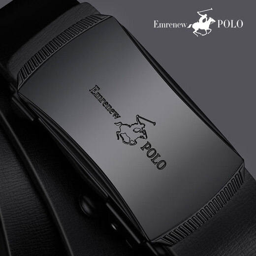 EMRENEWPOLO Paul belt men's genuine leather inner wear automatic buckle Valentine's Day pure belt casual business youth belt hot sale - black - gift box 115cm weight 140 - 160 Jin Jin equals 0.5 kg