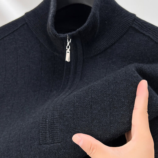 Year of the Horse zodiac year red 100% pure wool sweater men's turtleneck sweater New Year middle-aged sweater warm and thick style dark red XL 180/115