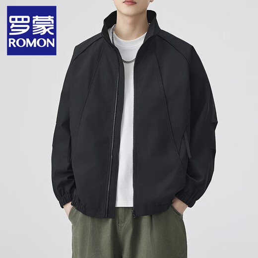 ROMON American stand-up collar deconstructed splicing jacket for men 2026 spring and autumn new trendy loose casual versatile cold-proof jacket Yunshuang White S 80-105Jin Jin equals 0.5 kg