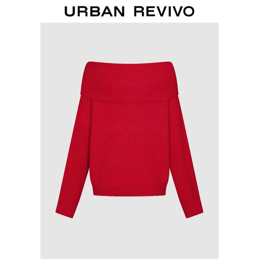 UR2026 Spring New Women's Trendy Red Strap One-Neck Sweater UWJ960024 Big Red XS