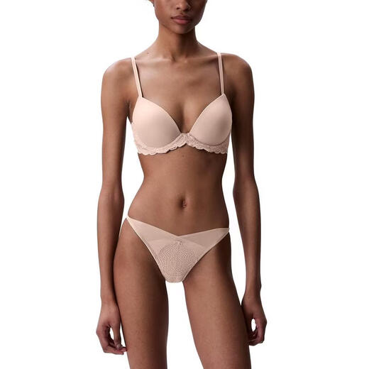 Calvin Klein women's bra push-up seamless lace thin daily sleep underwear sexy half-cover bra Cedar One Size | 32