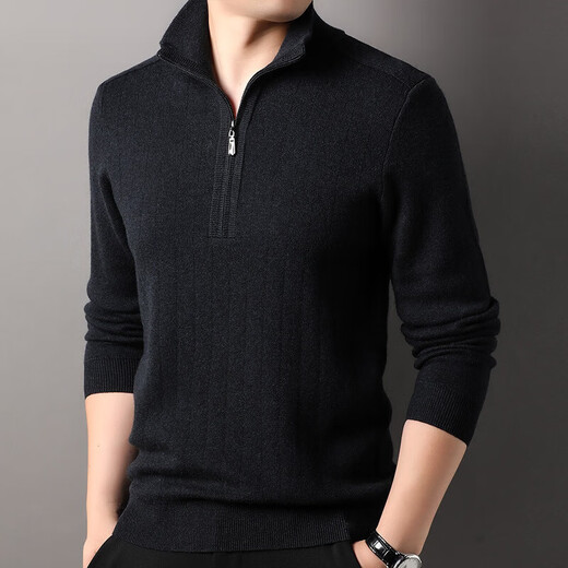 Year of the Horse zodiac year red 100% pure wool sweater men's turtleneck sweater New Year middle-aged sweater warm and thick style dark red XL 180/115