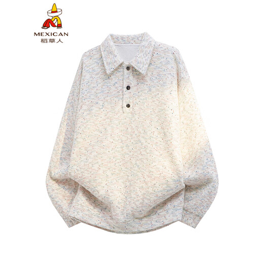 Scarecrow Colorful POLO Collar Sweatshirt Men's Autumn and Winter New Trendy Brand Couple Plus Velvet Inner Bottoming Top Colorful WY10189 M