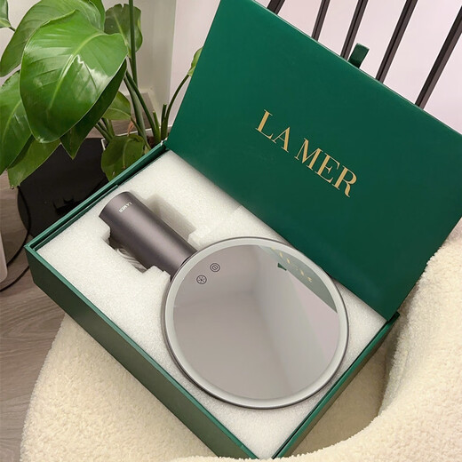 Espejo cosmético Espejo de maquillaje con luz LED Espejo de escritorio Celebridad de Internet Espejo de maquillaje inteligente Caja exterior de recuerdo de regalo + Espejo inteligente gris + Bolsa de compras + Espejo 5x