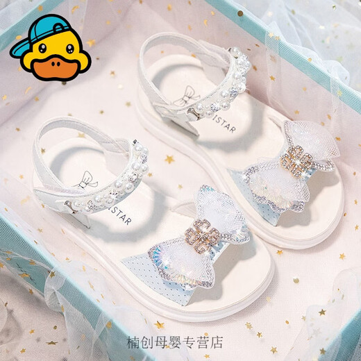 G.duck Little Yellow Duck Girls Sandals New Children's Princess Sandals Soft Soled Shoes 4-12 Years Old Little Girls Bow Tie Primary School Students Pink 2719 26 Inner Length 16.5cm