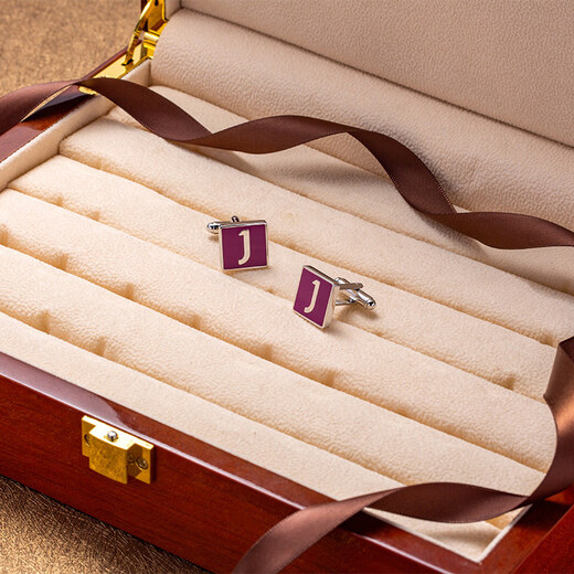 KFLK French J-shaped men's shirt cufflinks, copper textured engraving custom cufflinks K264