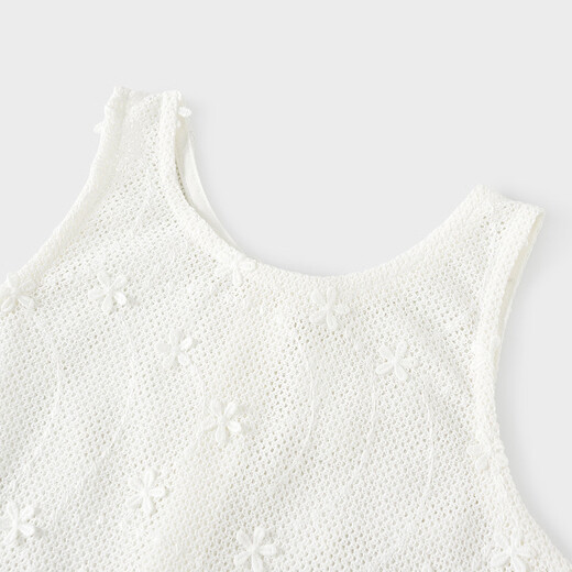 Tongtai (TONGTAI) baby girl dress spring and autumn children's clothing girls outer wear lace cover skirt mesh jacquard vest dress white 90