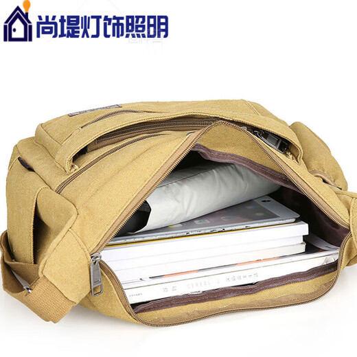 Shouli Electrician Hardware Tool Bag Canvas Bag Men's Messenger Bag Multi-layer Zipper Shoulder Bag Large Capacity Tool Bag Brown