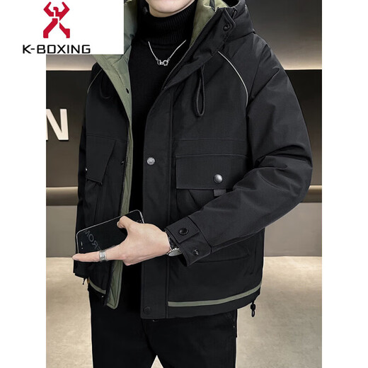 KBXNG Jinba Coldproof Down Jacket Men's Thickened Winter New Trendy American Workwear Light Jacket Jacket Mustard Green XL 150-165Jin Jin is equal to 0.5 kg