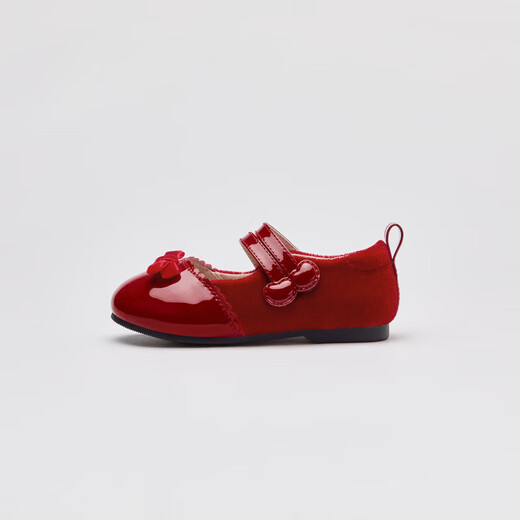 DAVE&BELLA children's leather shoes 2026 spring new non-slip girls' shoes female baby performance shoes children's New Year princess shoes red ready stock 27