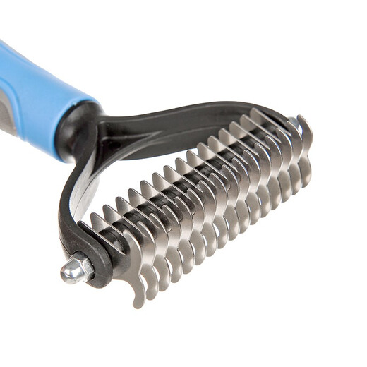 Huayuan Pet Tools for Pet Cats Double-sided Knotting Comb for Pets Maine Coon Ragdoll Long-haired Cat Coating Comb Cat Cleaning and Dehairing Brush Blue S