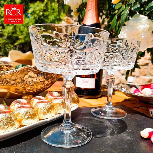 RCR Italian Whiskey Cup, Spirit Cup, European-style Engraved Wine Cup, Household Liquor Cup, Crystal Glass Cup (Packed) (Totem Style) Tall Water Cup 368ml 2 pieces