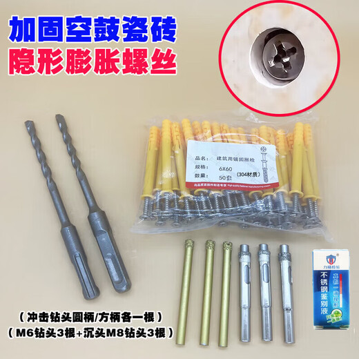 Wenzhi ceramic tile hollow drum special reinforcement nail wall fixing repair tool 304 stainless steel expansion screw dryer 304 no 304 stainless steel nails 6*60 50 sets