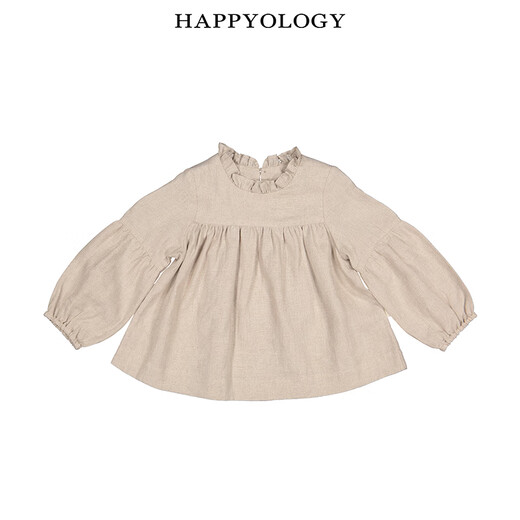Happyology British girls' shirt long-sleeved linen children's clothing baby autumn top children's shirt