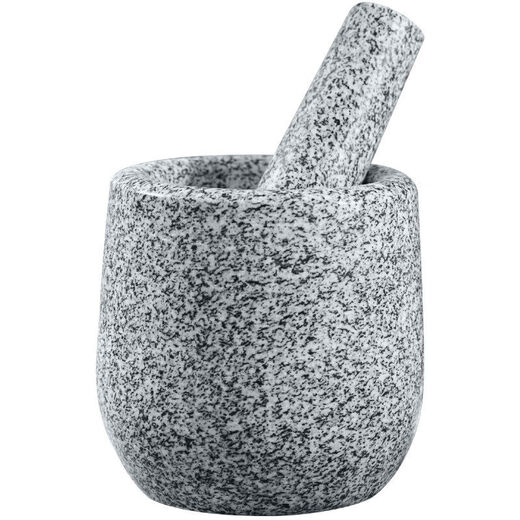 Hechen Home Natural Household Garlic Pounder Stone Garlic Mortar Pound Medicine Jar Grinder Natural Stone Garlic Pounder Grinder Polished Black Stone Special Cylinder with Lid