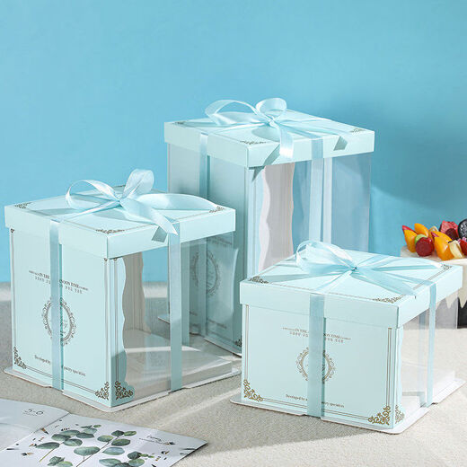 Translucent boxed box 6 inches 8 inches 10 inches 12 inches double layer heightening 50 sets transparent box customization translucent gradient 8 inches heightening 50 sets 26*26*31cm