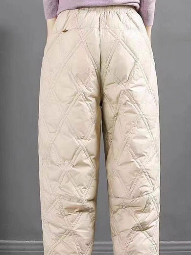 Large size winter super thick down pants for women - 40 degrees below zero 2023 new plus velvet and thickened women's outer wear loose cotton pants black XL XL recommended 140-160 Jin Jin equals 0.5 kg