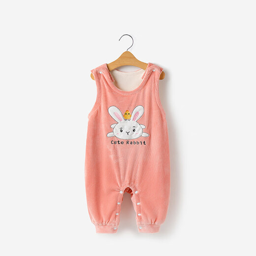 Yishuang'er baby jumpsuit spring, autumn and winter plus velvet overalls for boys and girls, winter clothes for children, stylish outerwear, pink bunny 110cm