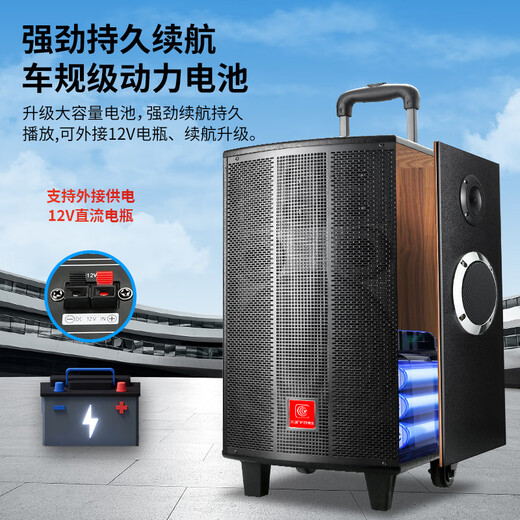 Xianfei Square Dance Audio outdoor trolley speaker high-power home karaoke Bluetooth mobile high-volume amplifier wireless microphone portable wooden box 8-inch three-way 7 speakers without microphone