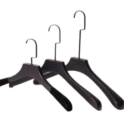 Shantou Lincun Clothing Store Men's and Women's Non-Slip Wooden Clothes Support Trouser Clips Custom Wedding Dress Wholesale Black Solid Wood Clothes Hanger Black_W-04 Women's Black Wood 1 pc