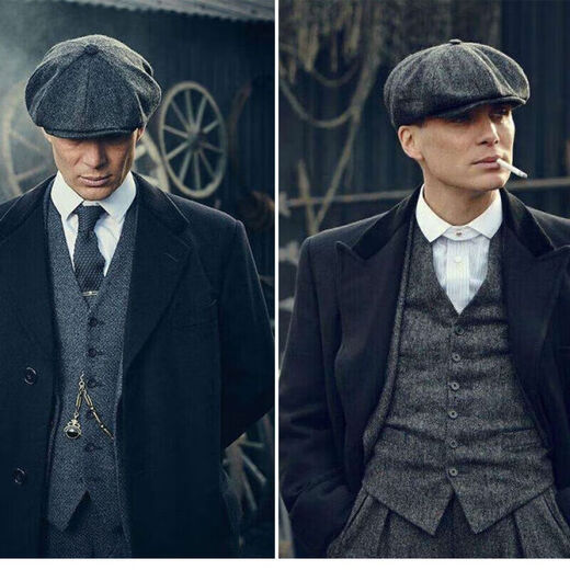 Chishe Peaky Blinders wool octagonal hat men's Razor Party British beret retro literary newsboy hat fashion painter hat classic black 56-58