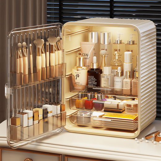 Aoyanlai large-capacity dust-proof cosmetics storage box dressing table storage rack large-dust-proof two-layer classic black