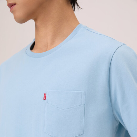 Levi's Levi's 26th Spring and Summer New Men's American Retro Casual Cotton Knitted Pocket Short-Sleeved T-shirt Light Blue M
