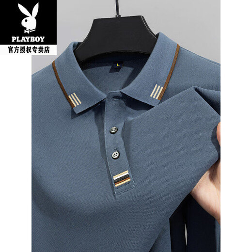 Playboy (PLAYBOY) new spring and autumn men's solid color long-sleeved T-shirt collar embroidered polo shirt top men's A8835 wine red M recommended 95-110Jin Jin equals 0.5 kg